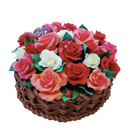 Торт на юбилей женщине «Красные розы»