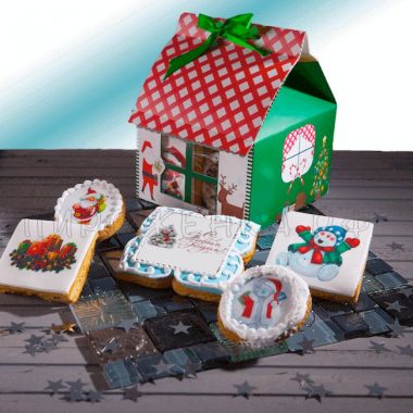 Имбирное печенье «Новогодний домик с открыткой»